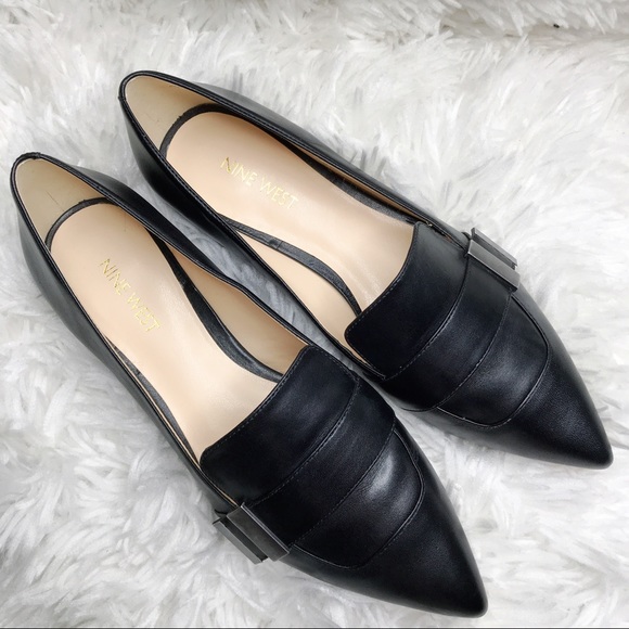 Nine West Shoes - Nine West NWOT Woman’s Black Leather Pointy Flats